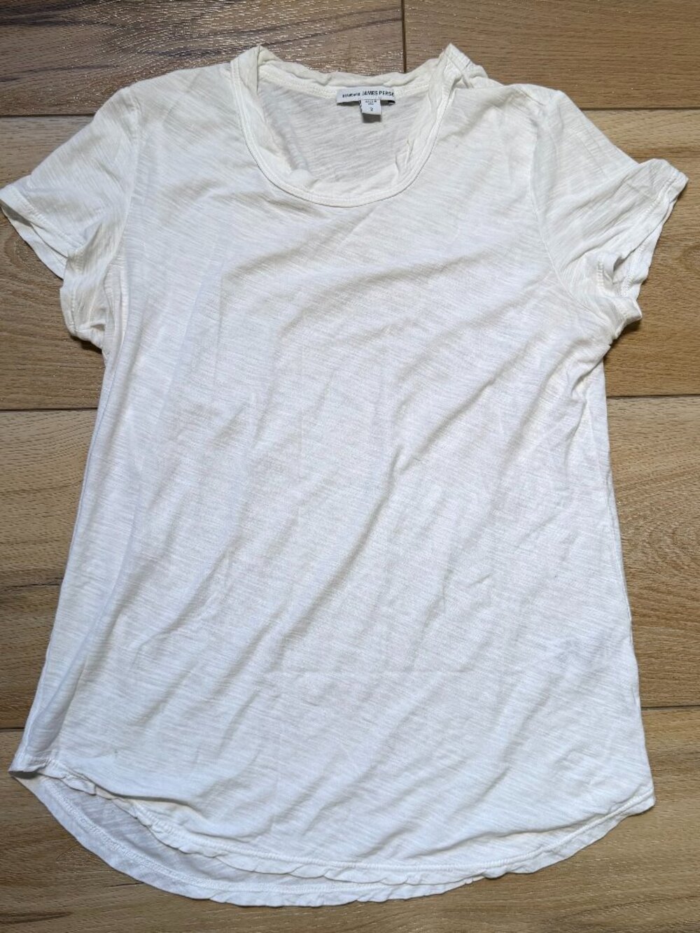 James Perse Women's Slub Sheer Crewneck Tee in White Size 2
